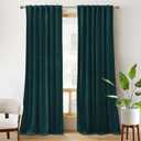 RYB Home Velvet Curtains 108 inches 2 Panels Set - Super Soft Durable Window Drapes Room Darkening Energy Smart Back Tap for Apartment Villa Room Backdrops, Peacock Blue, W52 x L108 inches, 2 Panels