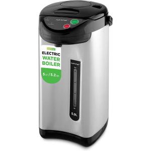 NutriChef 5.2 Qt Electric Water Kettle, Portable, Quick Heating, 5 Liter Digital Kettle with 5 Temperature Settings, Safety Lock, Stainless Steel, 3 Dispensing Options, 8.46" x 11.2" x 16.5"