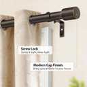 TONIAL Curtain Rod 32 to 58 Inch(2.6 to 4.8 ft), Adjustable Splicing Window Curtain Rods, 3/4 Drapery Rods for Windows 20 to 53 Inch, Decorative Single Rod with Modern Cap Finial, Bronze