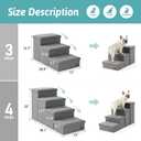 Dog Stairs with Storage, 4-Step Wider Sturdy Dog Steps for Small/Medium/Large Dogs and Older Cats, Folding Doggie Ramp for Bed/Couch/Car Hold Up to 180 lbs (22" H, Grey)