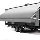 RV Awning Fabric Replacement, 18.5oz Heavy-Duty Weatherproof Vinyl Camper Awning Replacement Universal Outdoor Canopy for RV, Motorhome, and Trailer Awnings-Light Gray Fade-16(Fabric 15'2")
