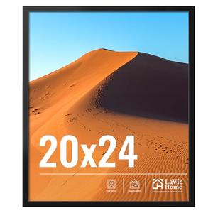 LaVie Home 20x24 Picture Frame for Wall Display, 20x24 Black Picture Frame with HD Plexiglas, 20 x 24 Poster Frame 1 Pack, Display Frame for Vertical or Horizontal, Classic Collection