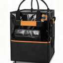 Reusable Grocery Bag on Wheels, 75L Large-Capacity Zippered Roller Tote, Carries Up to 66 LBS, Lightweight for Groceries, Laundry, Moving, Storage (Medium)