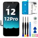 for iPhone 12/12 Pro Screen Replacement Kit 6.1 inch 3D Touch LCD Screen Display Digitizer Frame Assembly with Repair Tools