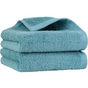 PiccoCasa Bathroom Hand Towels, 16 x 28 Inch - Soft 100% Cotton Highly Absorbent Hand Towel Face Drying Towel for Bath, Hand, Gym and Spa(Teal Blue, 2 Pack)