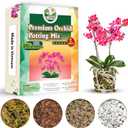 [Upgraded] DUSPRO Orchid Potting Mix for Repotting with Forest Moss, Pine Bark, Perlite & Pumice Natural Ingredients, Orchid Bark Potting Mix, Orchid Repotting Kit Drainage Indoor Potting Medium 2QT (EXP 12/31/26)