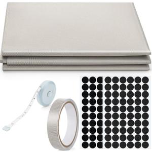 Faraday Fabric 59" W x 118" L with 236" L Tape Measure Wide Sheet Rf Shielding Cloth Kit with 40 Hook Loop Dots for DIY Faraday Cage Window Panel Rfid Cabinet Router Cover Emf Signal Blocking Projects