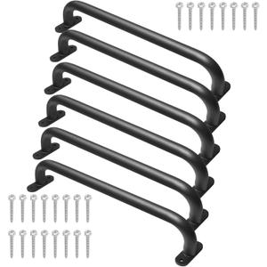 17 Inch Black Playground Accessories Handles Metal Pack of 6- Playset Handles, Swing Sets Attachment Grab Bars, Kids Hand Grips Monkey Bar for Playhouse, Treehouse, Jungle Gym