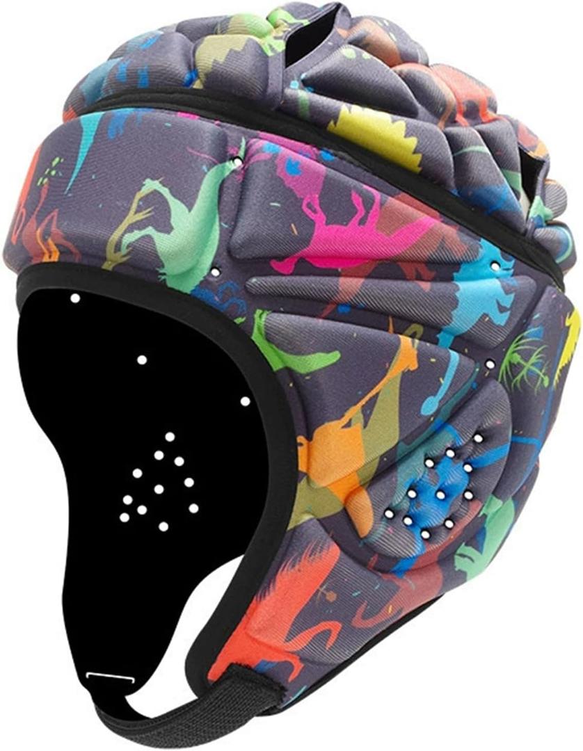 Soft Shell Flag Football Helmet Padded Rugby Helmet 7v7 Protective Headguard for Youth Kids Adults (Large, Dinosaurs)