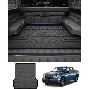 Powerty Truck Bed Mat for Ford Maverick (Gas & Hybrid XL/XLT/Lariat Models) 2022 2023 2024 2025 2026 Accessories All Weather Truck Bed Liner TPE Pickup Bed Mat Black