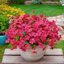 20 Bundles Artificial Flowers for Outdoors  UV Resistant Artificial Plants Outdoor, Faux Silk Eucalyptus and Colorful Daisy Greenery for Porch/Garden, Realistic Home Decor (Rose Red)