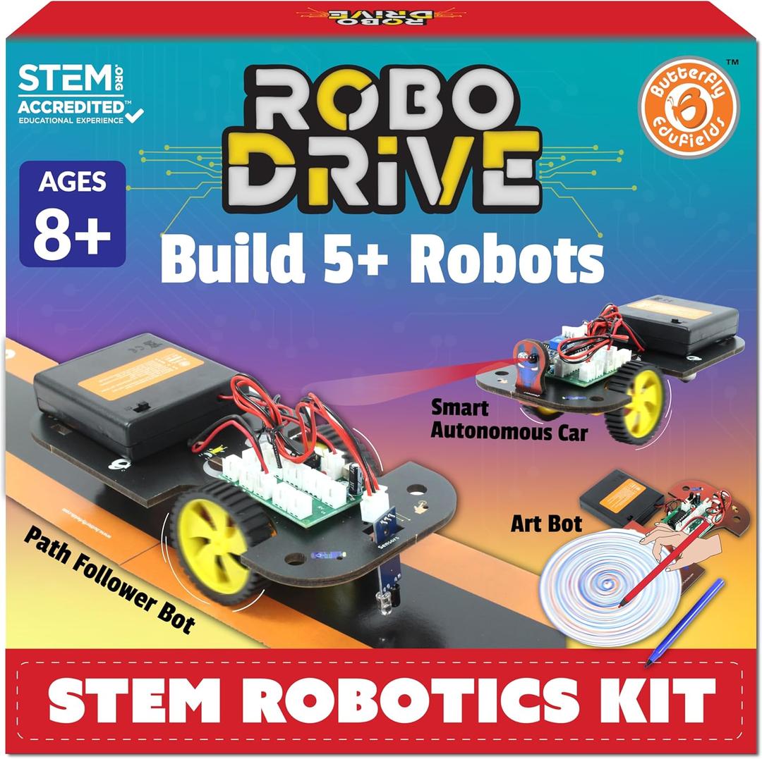 Butterfly EduFields 5in1 STEM Robotics Kit | Toys for Ages 8-13 | Smart Robot Car Kit | Gifts for Smart Kids | Electronics Robotics Kit for Kids 8-12 | Robot Building Toys Gift Set