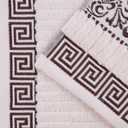 Superior 6-Piece Cotton Towel Set, Decorative Greek Pattern, Home Essentials, Absorbent Towels, Bath Decor, Spa, Resort, Includes 2 Hand, 2 Face and 2 Bath Towels, Athens Collection, Ivory-Chocolate
