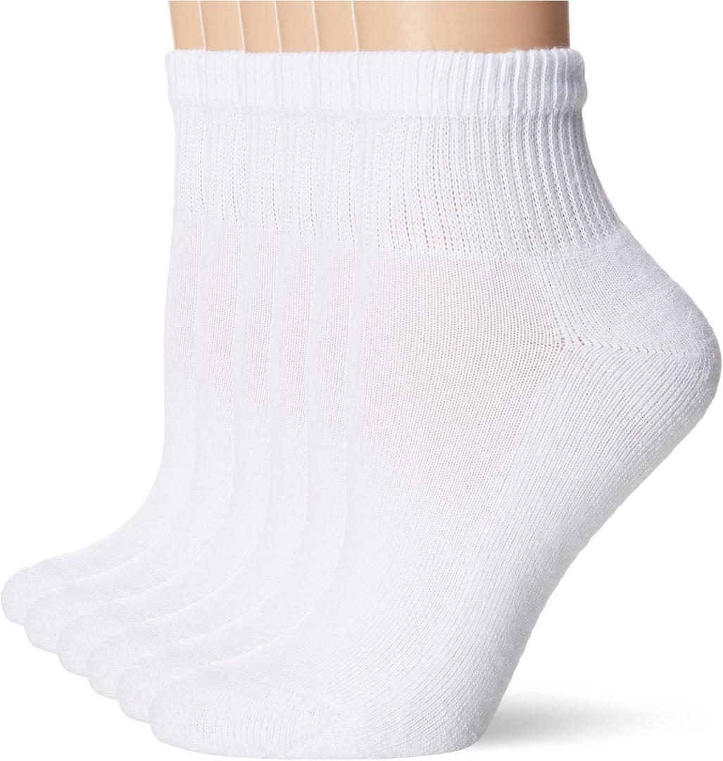 Hanes womens Ankle Socks, Comfort Toe Seamed, White & Black Available, 6-pack (White)