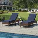 Crestlive Products Waterproof Chaise Lounge Cushions Set of 2, Fade Resistant Outdoor Patio Furniture Lounge Chair Cushion, 80" L x 23" W, Waterproof Navy, 80X23