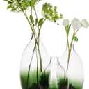 CONVIVA Modern Green Vase Set, Glass Flower vases,Large Decorative Centerpieces Kitchen Island Dining Table Living Sunroom Office Tabletop Set of 3,11"+9"+7" H GREEN