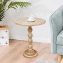 End Tables for Living Room– SideTables for Small Spaces, Modern Accent Nightstand with Hand-Carved Top & Solid Wood Tables for Living Room, Bedroom, Office – 18x22 White wash, 18x22 - Pillar Table