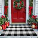 KOZYFLY Buffalo Plaid Area Rugs 27.5x43 Inches Black and White Checkered Rug Washable Front Door Mat Hand Woven Cotton Outdoor Rug Small Rug for Front Porch Kitchen Entryway Patio Bathroom