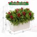 DILATATA Christmas Centerpieces 8 Inch Artificial Christmas Plant in Rectangular Wooden Pot Tabletop Pine Plants with Red Berries Cedar Leaves for Winter Holiday Party Fireplace Mantel Xmas Decor (Style 5)