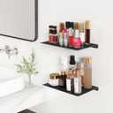 MKO 8" Small Floating Shelves for Wall, Metal Wall Mounted Shelf for Bathroom, Bedroom, Living Room, Kitchen, Little Mini Tiny Display Hanging Shelves for Books/Storage/Room Decor 2 Packs, Black