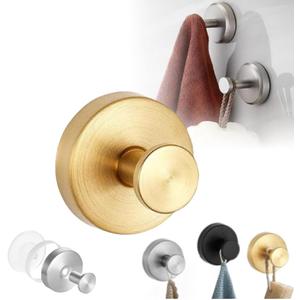 Luxe Hold Upgraded Suction Cup Hooks, Stainless Steel - Gold, Mounts on Glass, Tile, Mirrors - Holds Towels (1PCS) (Gold 1PCS)