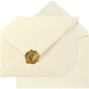 100 Pieces A7 Envelopes Colorful 5x7 Envelopes for Greeting Cards, Birthday, Weddings, Baby Shower Invitation Cards (Cream Color, 5.24 x 7.24 Inches)