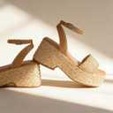 Marc Ford Platform Sandals for Women Summer Espadrilles Wedges - Ankle Strap, Buckle, Open Toe, Beach Shoes, Vacation, Dressy, Size 7.5