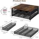 Coffee Pod Holder For Counter, 3 Pull-Out 72 K-Cup Holder Drawer, Wooden Cafe Pods Storage Organizer with Sliding Drawers for Coffee Station, Home, Kitchen, Office, Dorm (Antique Finish)
