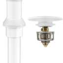Bathroom Sink Drain,Drain Stopper Bathroom Sink Without Overflow,Pop Up Drain Assembly with Detachable Strainer Basket,Built-in Anti-Clogging, Stainless Steel Nut White (White-big Cap)