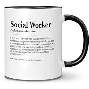 DOTAIN Social Worker Gifts - Appreciation, Work Month, Funny Gifts & Office Decor - 11 oz White Coffee Mug DOTAIN Social Worker Gifts - Appreciation, Work Month, Funny Gifts & Office Decor - 11 oz White Coffee Mug
