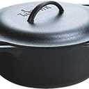 Lodge 7-Quart Cast Iron Dutch Oven  Made in USA, Pre-Seasoned, PFAS-Free & Non-Toxic, Heat-Treated, Induction Compatible, Self-Basting Lid, Durable Multi-Use Cooking Pot for Oven to Table