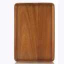 Charmlife 1 pcs 13"x 9" Solid Acacia Wood Serving Tray Rectangular Wooden Serving Platter Natural Wooden Board for Bar Coffee Party