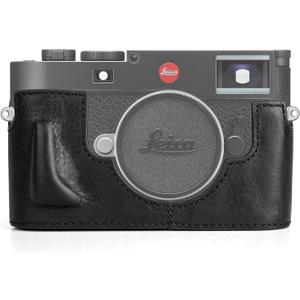 MUZIRI KINOKOO Case for Leica M11 M11-P M EV1, Premium Genuine Leather Protective Half Case for Leica M11/M11-P/M EV1 Camera, with Bottom Hole for Battery and Memory Card Access - Black