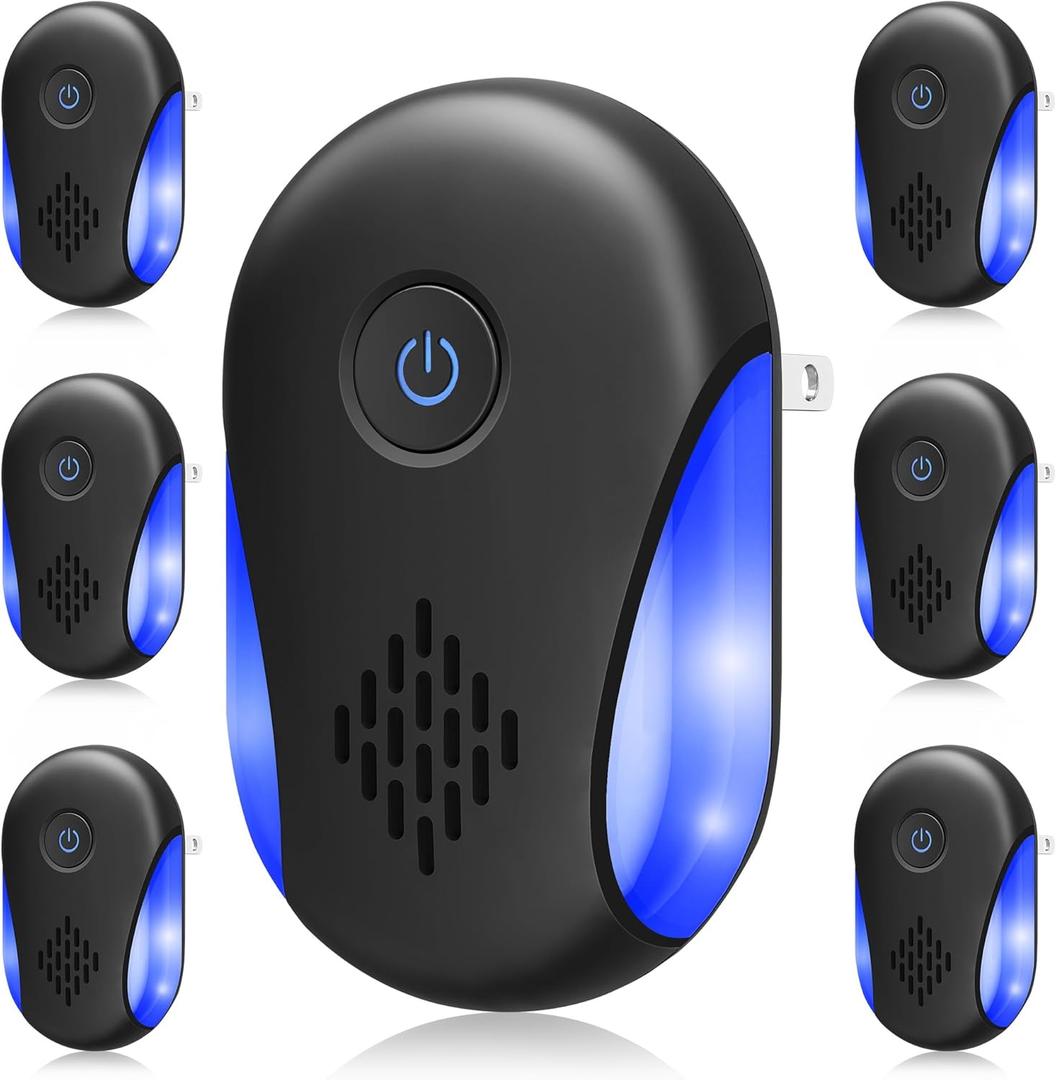 (2025 Upgraded) Ultrasonic Insect & Pest Indoor Repeller, Plug-in Control Electronic Repellent for Rodent, Mice, Rats, Roaches, Bugs, Ants, Spiders, Mosquitoes, Home, 2 Mode Switching (6 Pack)