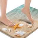 Britimes Bath Mat for Bathroom, Beach Starfish Sea Shell Washable Cover Floor Rug Carpets Floor Mat Bathroom Decorations 20x32 Inches for Kitchen Bedroom Indoor (1'8" x 2'8" (Rectangular))