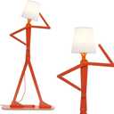Cool Creative Floor Lamps Wood Tall Decorative Corner Reading Standing Swing Arm Light for Living Room Bedroom Office Farmhouse Kids Gift Idea- with LED Bulb (Oran Orange)