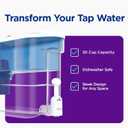 PUR 30-Cup Countertop Water Filter Dispenser, 1 Genuine PUR Filter, 2-in-1 Powerful Filtration, Lasts 2 Months or 40 Gallons, Dishwasher Safe, White/Blue (DS1800Z)