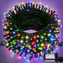 JMEXSUSS 200 LED Multicolor Christmas Lights Outdoor Waterproof, 66ft Expandable Green Wire, 8 Modes Timer Function, Ideal for Home Party Indoor Xmas Decorations