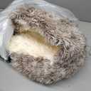 CATISM Plush Hooded Cat Bed, Calming Nest, Self-Warming Cave, Cozy Pod for Indoor Cats or Small Dogs, Removable Washable Cove With Non-Slip Bottom (21.0"L x 21.0"W x 15.0"Th, coffee)