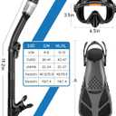 Ubekezele Snorkeling Gear for Adults Men Women,4 in 1 Snorkel Set with Panoramic View Diving Mask Anti-Fog Anti-Leak,Dry Top Snorkel,Fins and Travel Bag for Swimming,Snorkeling and Travel Diving, Size: Small-Medium