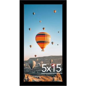 5x15 Picture Frame Black for Wall Hanging, Wall Mounting Horizontally or Vertically, 5 x 15 Wall Gallery Poster Photo Frame with Shatter Resistant Plexiglass, Black