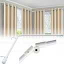 Corner Curtain Rod for Windows 1 Inch - Adjustable 32-134 inch for Bay/Right Angle Windows, Heavy-Duty Rustproof Metal Curtain Rod for Corner Window (White)