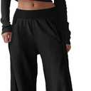 Fisoew Womens 2 Piece Sets Casual Off The Shoulder Long Sleeve Crop Tops Wide Leg Pants Tracksuit Lounge Travel Outfits L
