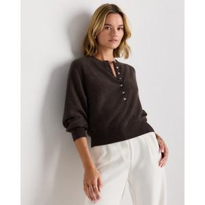 Women's Half Button Down Pullover Knit Sweater Casual Henley Long Sleeve Tunic Tops Loose Fit Trendy Outfits, M