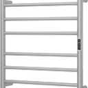 Electric Towel Warmer Rack,Heating Towel Warmer,Timer & Temperature Control,Wall-Mounted Plug-in for Bathroom,Brushed,Stainless Steel,8-Bar(27.56x20.87x4.41in) (Round-matte Brushed With Gold Top)