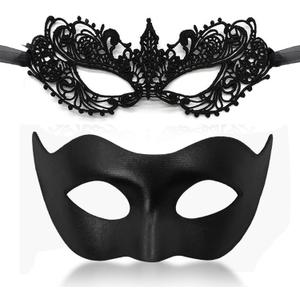 MYMENU Masquerade Masks for Women Couple Men Venetian Mask Halloween Carnival Mask for Party Prom Costume (Anna Set)