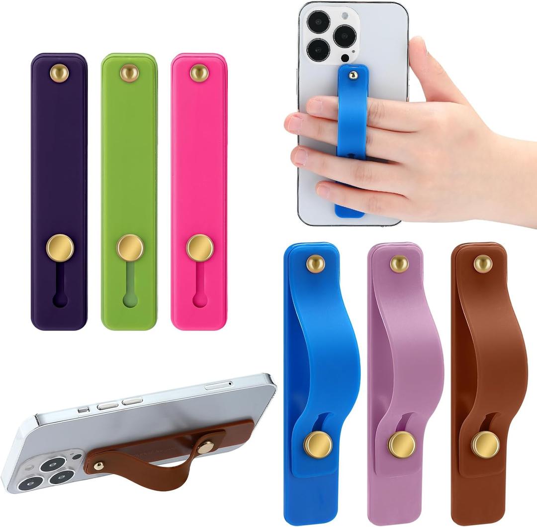 Weewooday 6 Pieces Phone Grip Holder Cell Phone Grip Strap Telescopic Finger Strap Stand Universal Finger Kickstand for Most Smartphones(Lovely Color)
