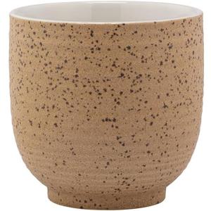 Napco Imports Speckled Textured Finish 6.25 x 6.5 Inch Brown and Tan Ceramic Indoor Outdoor Planter Pot