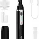 Eyebrow Trimmer, Electric Eyebrow Razor for Women Men, Rechargeable Painless LED Light Facial Hair Shaver Remover with Rinseable Blade for Face Lips Neck Leg (Black)
