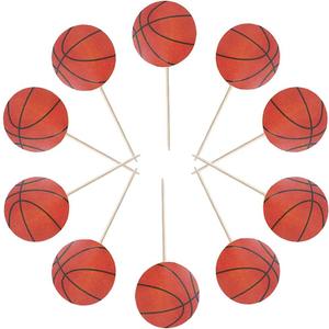 48Pcs Basketball Cupcake Cake Toppers Party Supplies Dessert Muffin Cake Decorations for Basketball Themed Party, Baby Shower or Happy Birthday Party Decoration